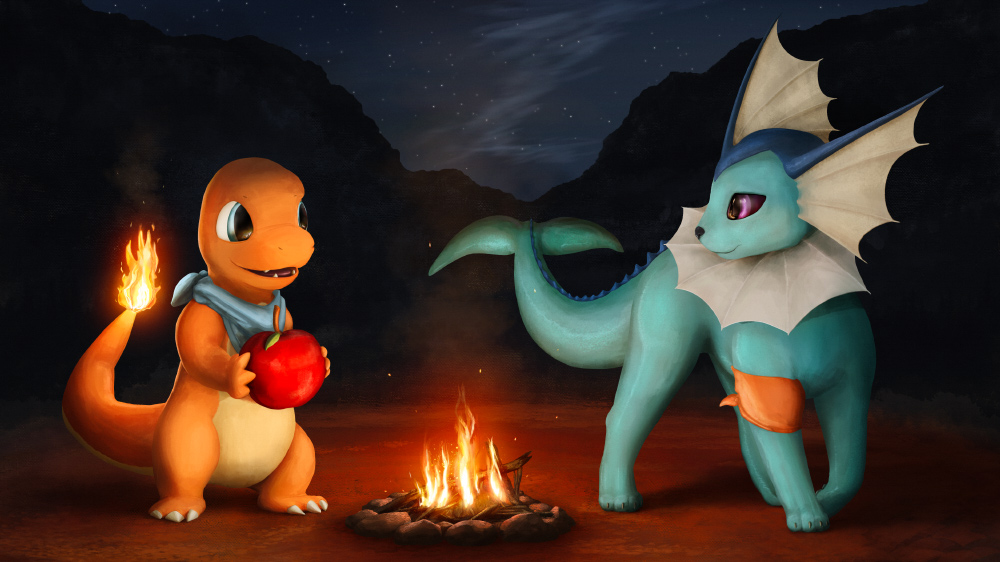 Charmander and Vaporeon